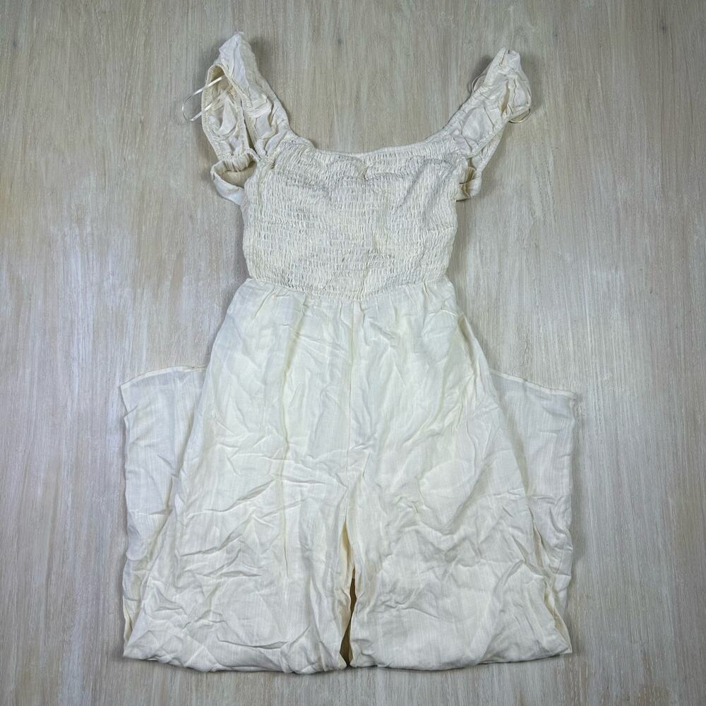 NWT Altar'd State Ivory Shirred Cross Back Straps Wedding Event Jumpsuit Large
